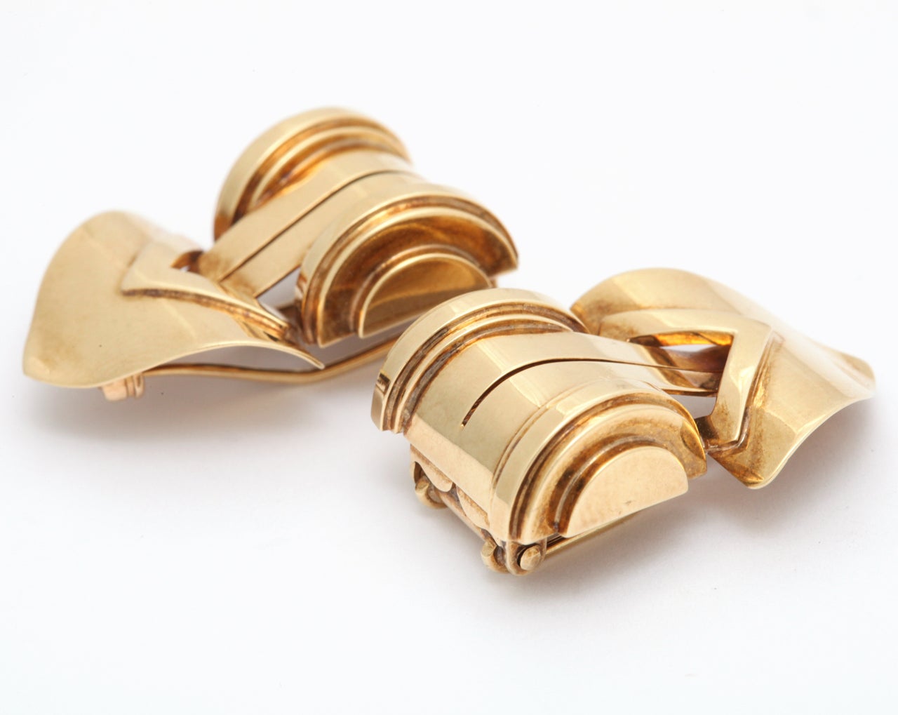 Gold Dress Clips with Matching Gold ear Screws at 1stdibs