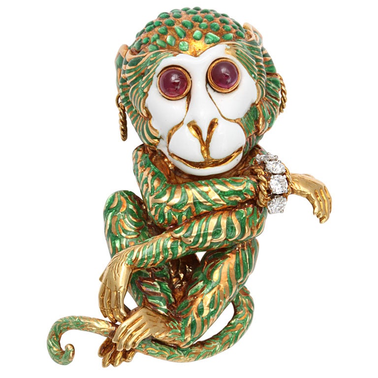 Adoreable Monkey Brooch By David Webb