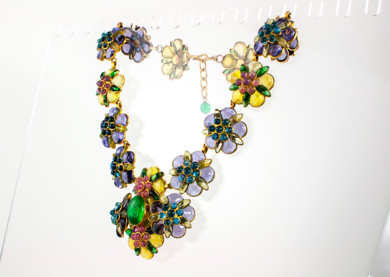 Stunning Floral Gripoix Necklace by Chanel In Excellent Condition In Palm Desert, CA
