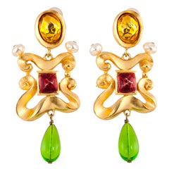 Retro Pair of Dangling Ear Clips by Christian Lacroix