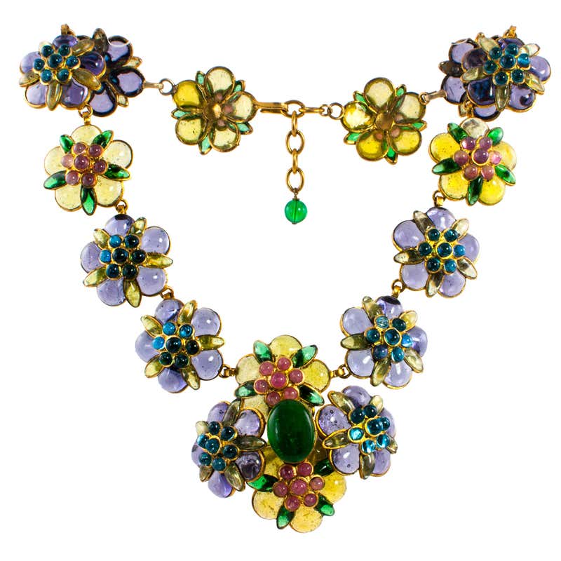 Stunning Floral Gripoix Necklace by Chanel at 1stDibs