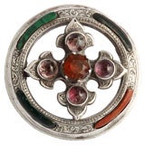 Antique Sterling Silver-Mounted Scottish Agate Brooch