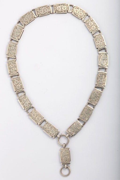 Victorian English Sterling Bookchain Necklace For Sale