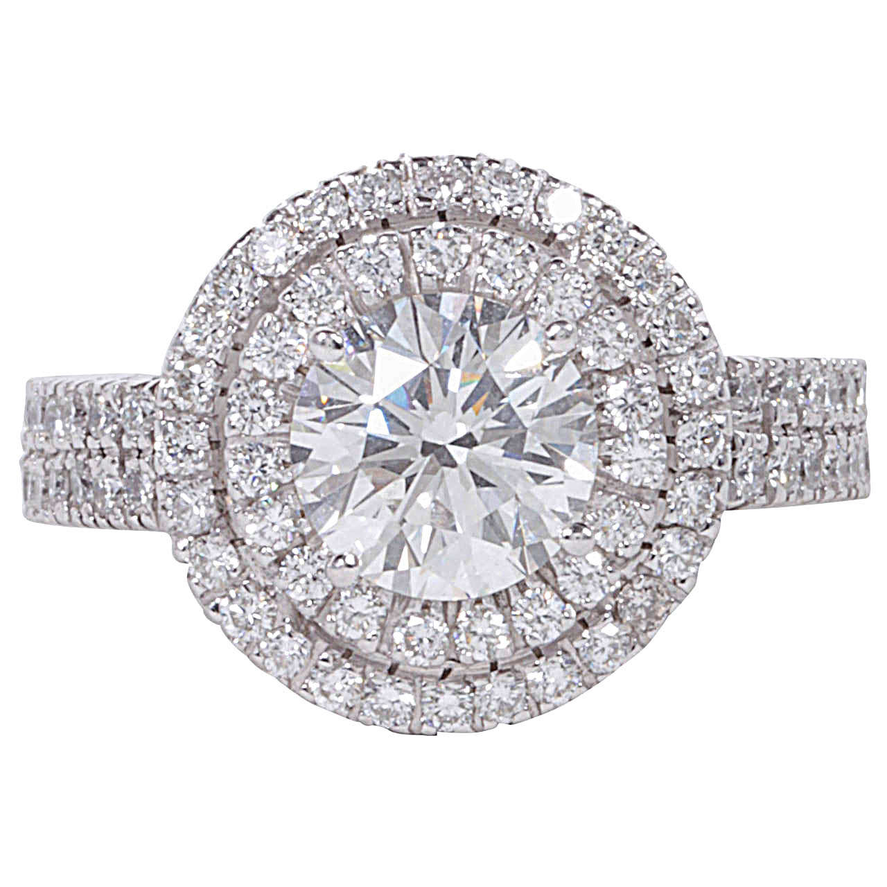 GIA Certified Double Halo Round Engagement Ring