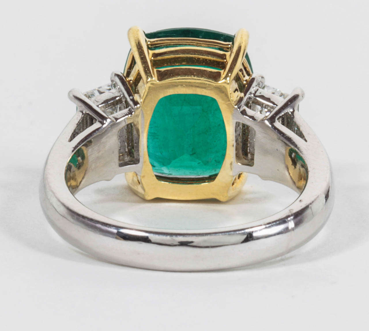 Women's Fine Cushion Cut Emerald and Diamond Ring