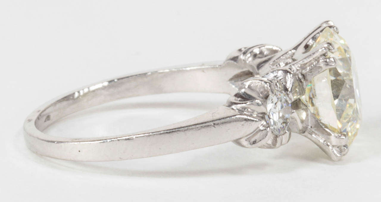 Unique Old European Cut Engagement Ring Set in Platinum In Excellent Condition In New York, NY