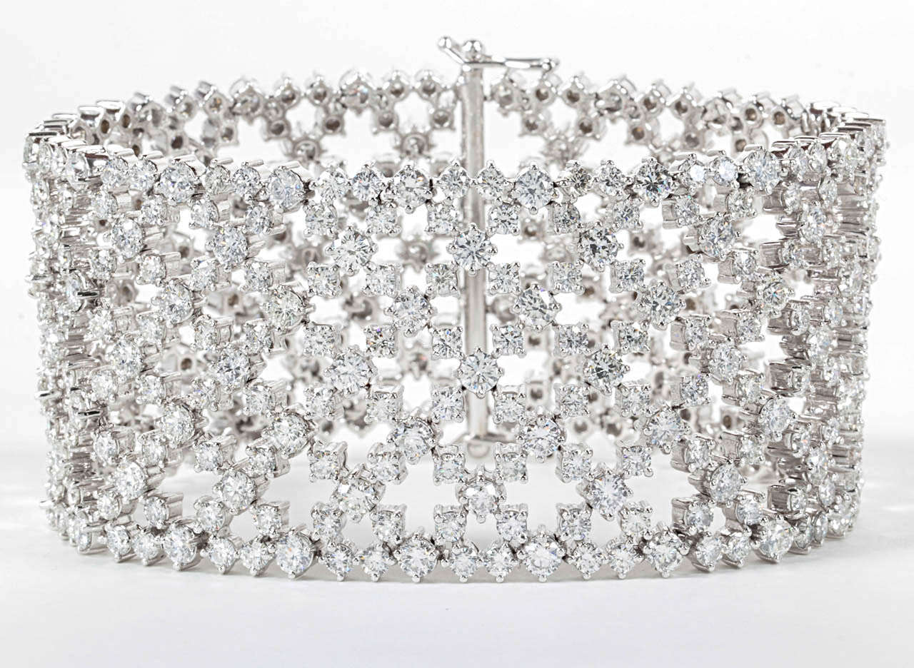 Stunning Wide Diamond Bracelet For Sale at 1stDibs | thick diamante bracelet,  thick diamond cuff bracelet, wide tennis bracelet