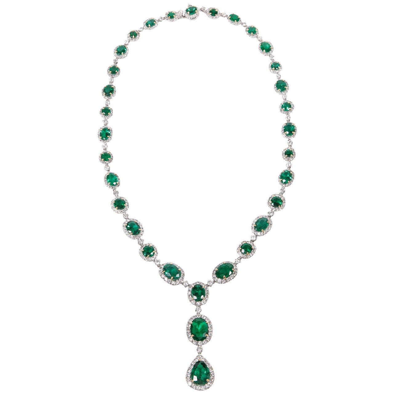 Emerald Diamond Gold Drop Necklace