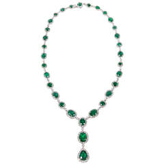 Emerald Diamond Gold Drop Necklace