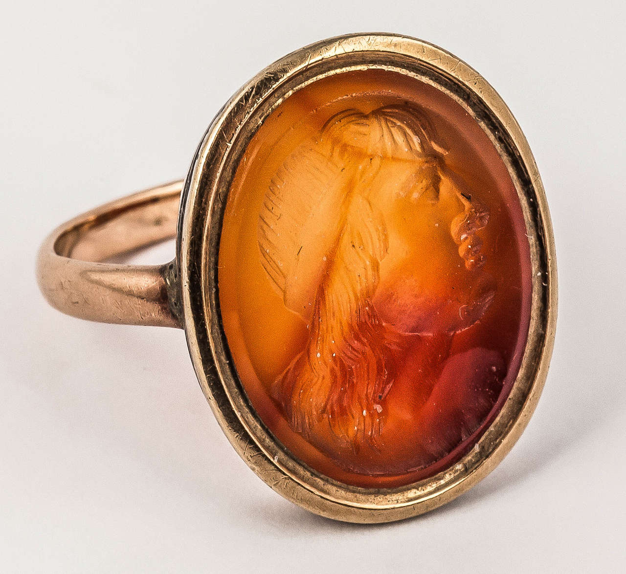 Antique Georgian Gold Signet Ring with Carnelian Intaglio Profile For Sale 1