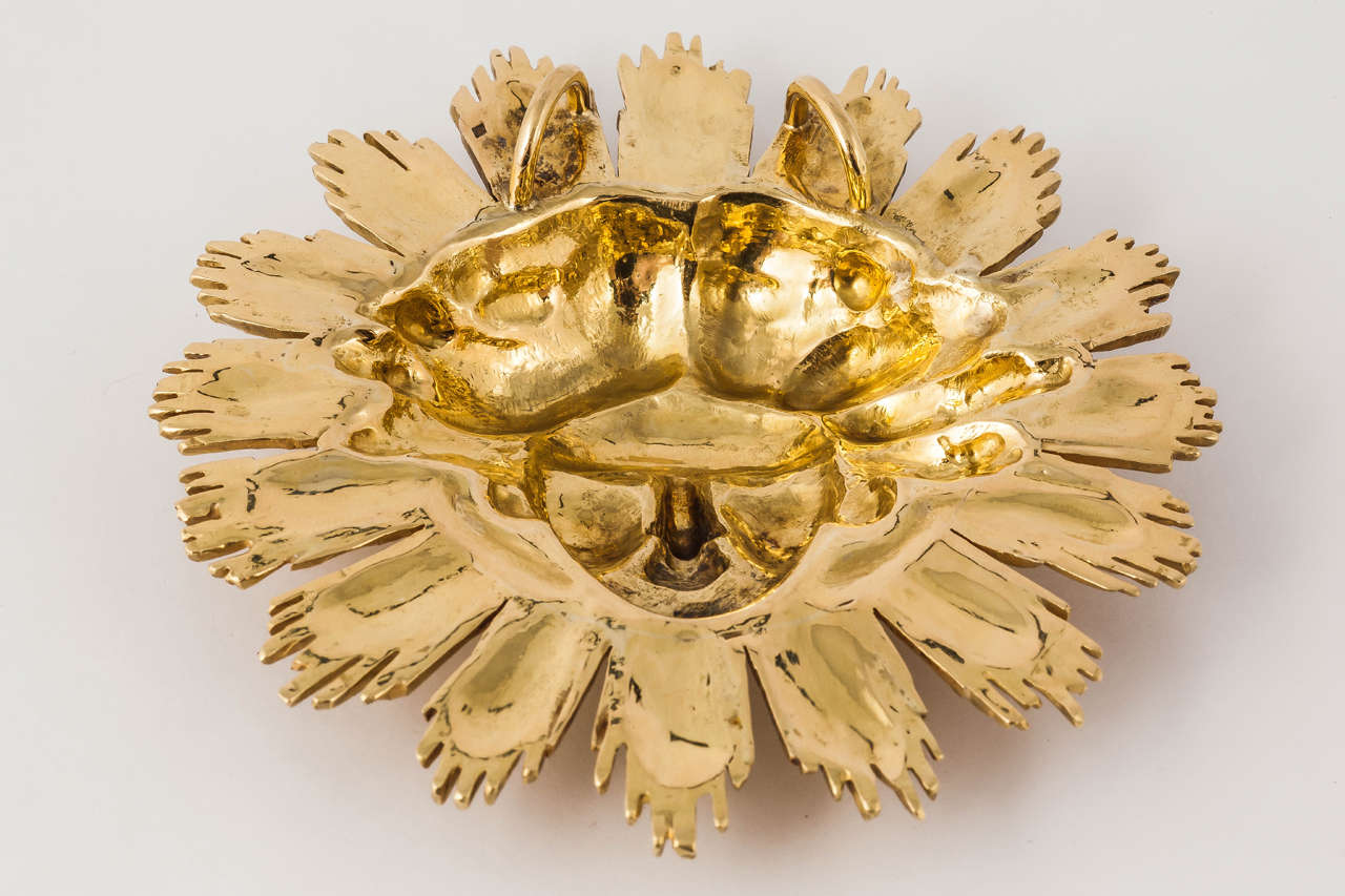Contemporary Gold Apollo Sun King Pendant For Sale