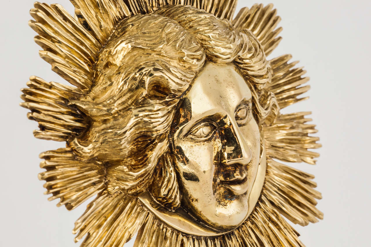 Gold Apollo Sun King Pendant In Excellent Condition For Sale In London, GB