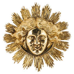 Vintage Gold Apollo Sun King Pendant