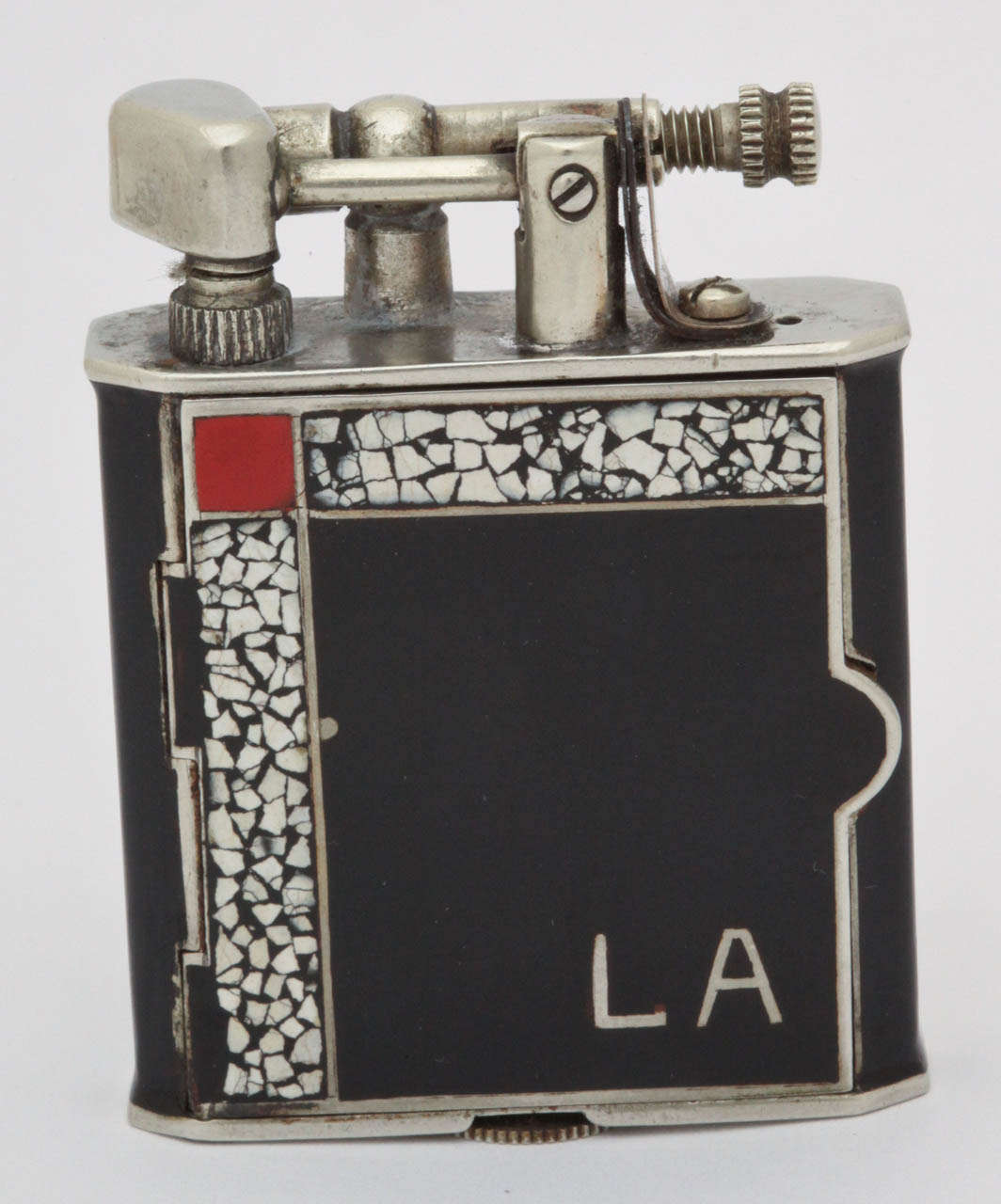 Hermann Art Deco Enamel Concealed Watch Lighter In Excellent Condition In New York, NY