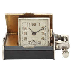 Vintage Hermann Art Deco Enamel Concealed Watch Lighter