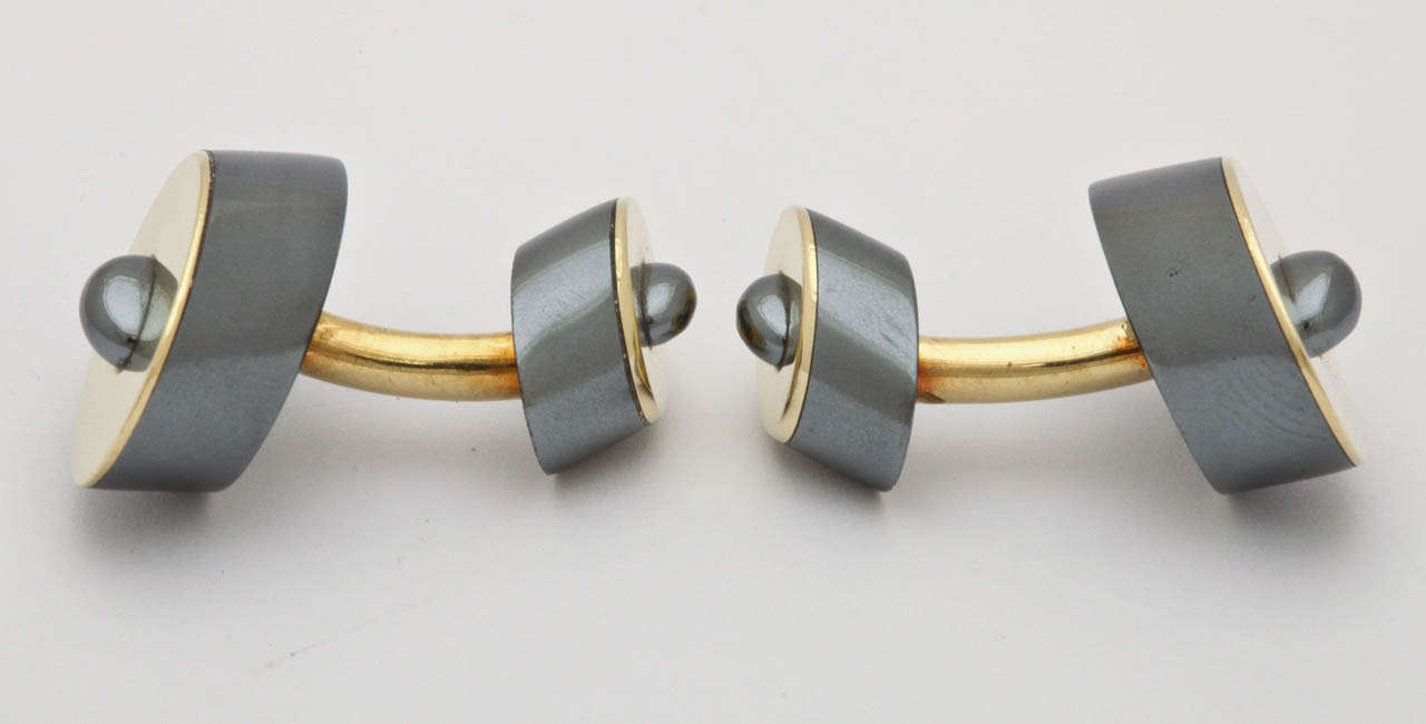 Hematite  Gold Cufflinks by Angela Cummings In New Condition For Sale In New York, NY