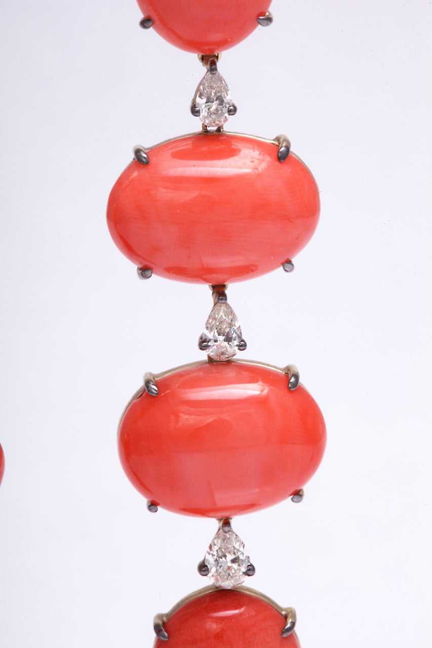 Women's Circa 1950's Coral & Diamond Earrings