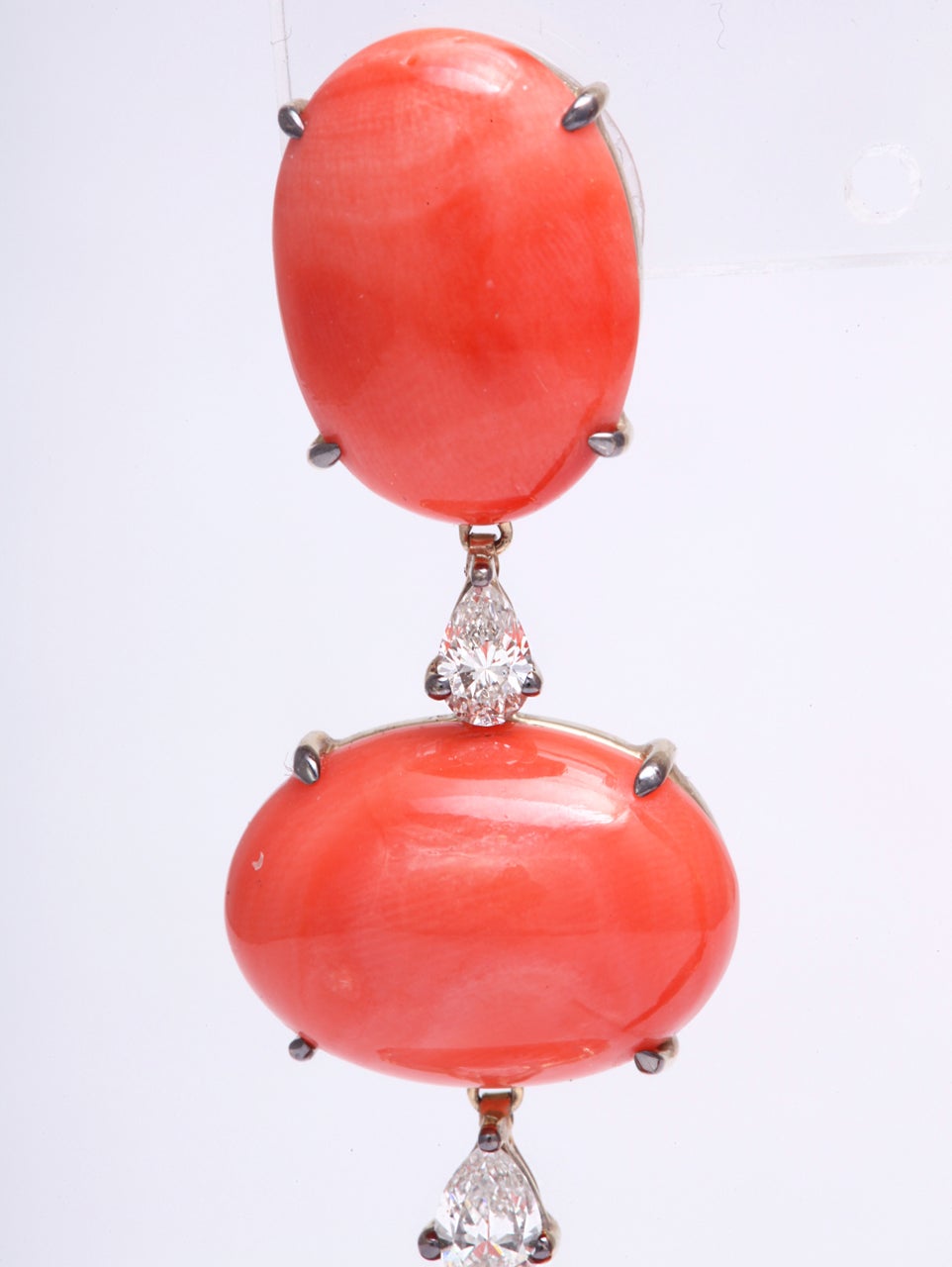 Circa 1950's Coral & Diamond Earrings 1
