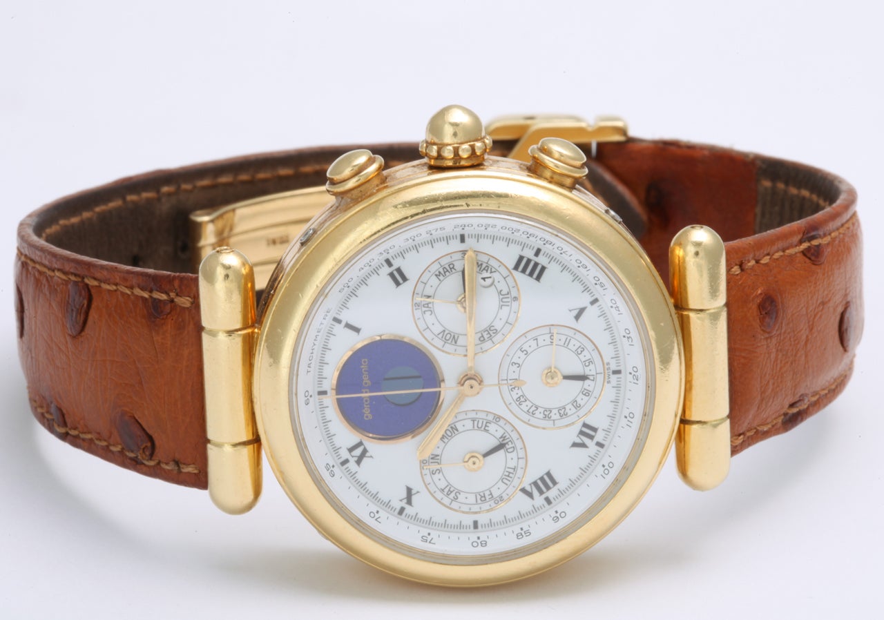 Gerald Genta Yellow Gold Perpetual Calendar Chronograph Wristwatch 3