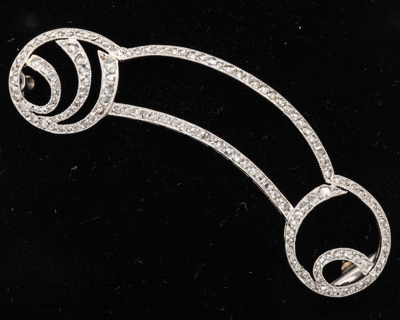 Edwardian Rose Diamond Platinum Open Hair Ornament In Excellent Condition In New York, NY