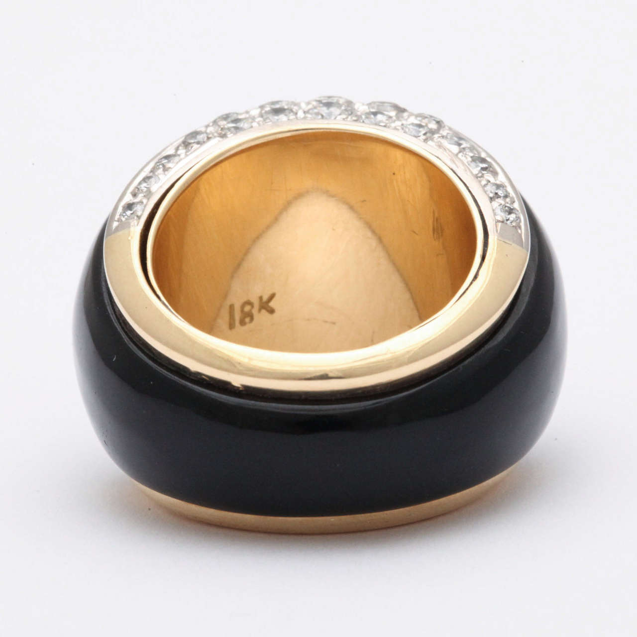 Onyx Diamond Gold Bombe Cocktail Ring In Excellent Condition For Sale In New York, NY