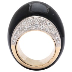 Onyx Diamond Gold Bombe Cocktail Ring