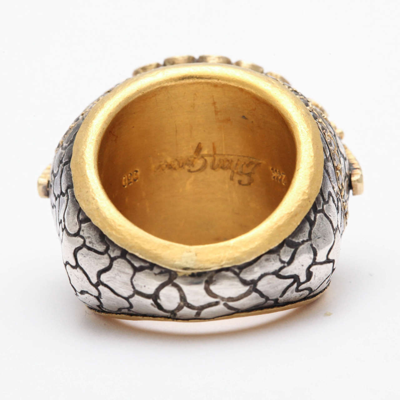 Erhan Gursen Ruby Diamond Silver Gold Cocktail Ring For Sale 1