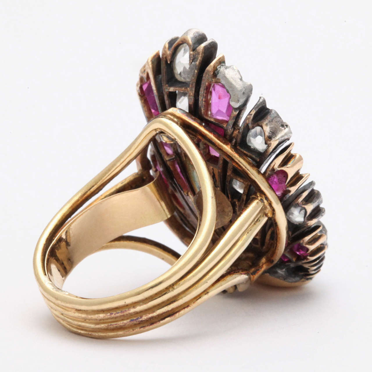 Baroque Revival Superb Ruby Pearl Diamond Ring