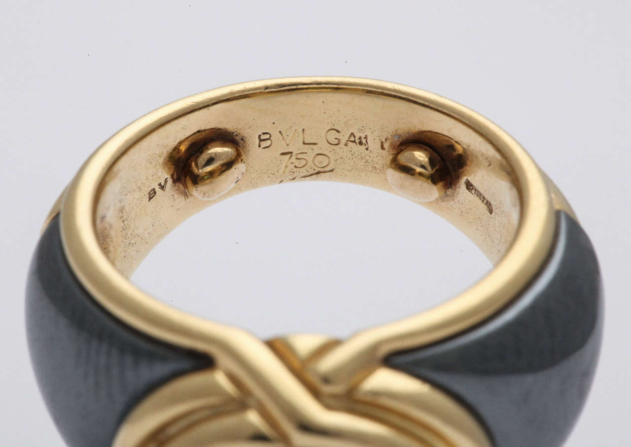 Bulgari Peridot Steel Gold Ring 1