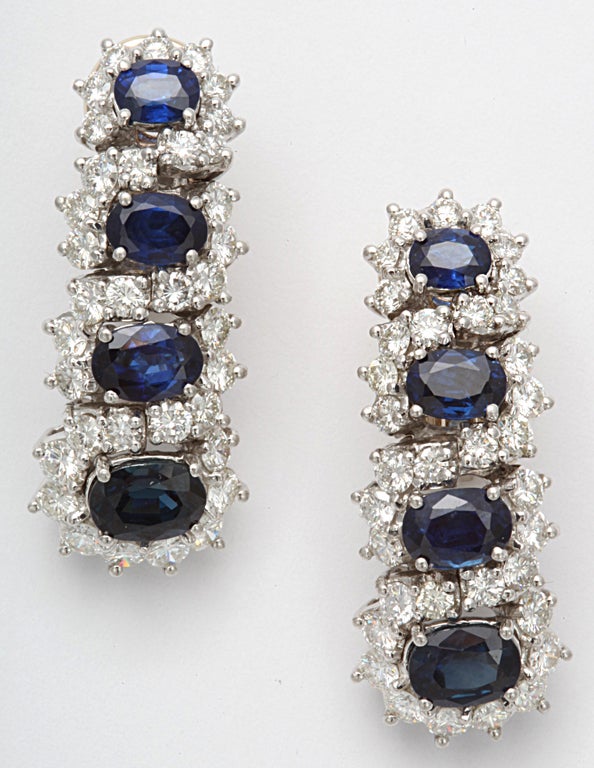 Women's Hammerman Bros Platinum  Diamond & Sapphire Earrings