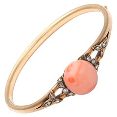Rose Gold Coral rose Diamond Bangle 12