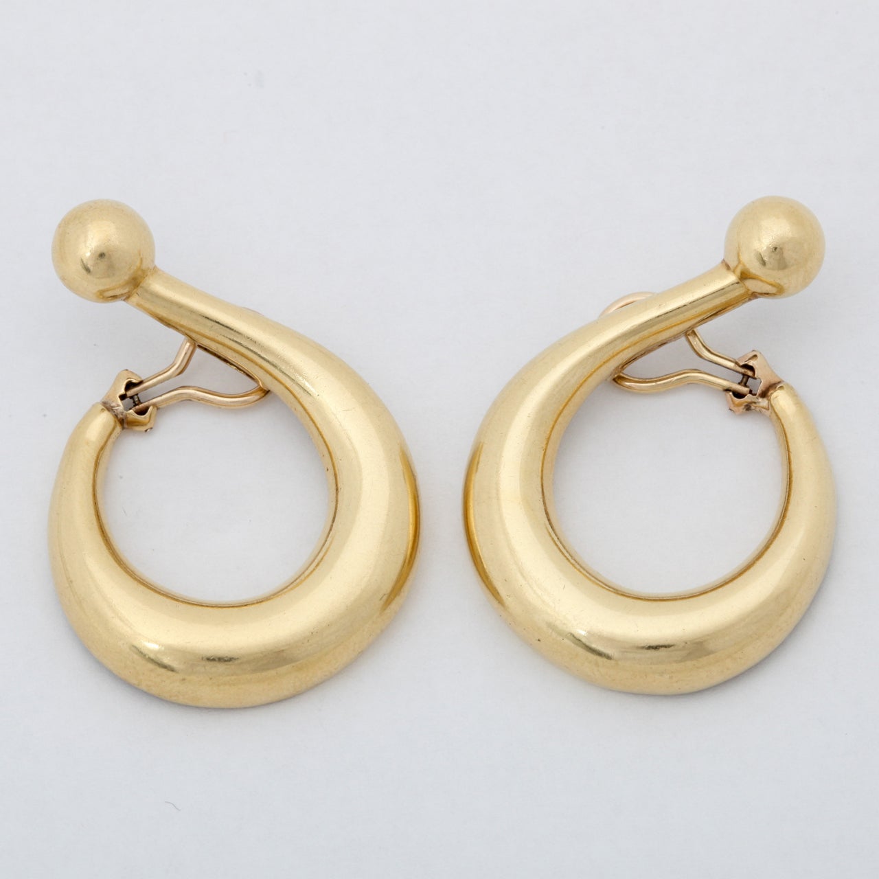 Gold Unusual Hoop Earrings at 1stdibs