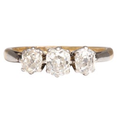 Antique Victorian Three-Stone Old Mine Diamond Ring