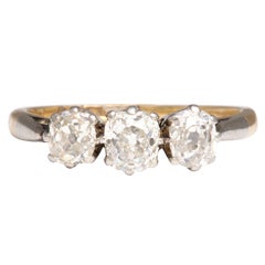 Victorian Three Stone Old Mine Diamond Ring 1