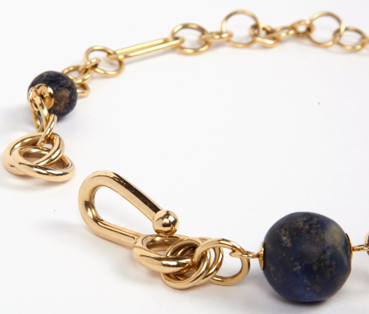 Antique Lapis Lazuli Bead And Gold Necklace For Sale 2