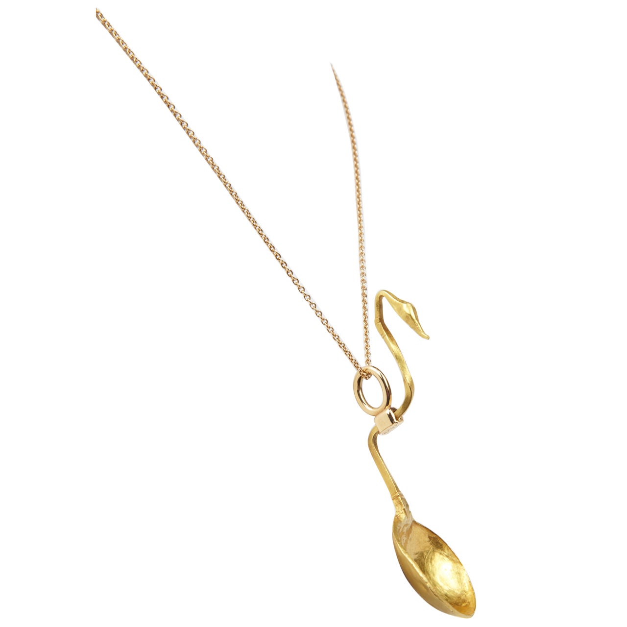 Antique Roman Gold Spoon Pendant On Its Chain For Sale