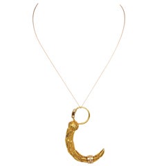 Striking 1st Millennium B.c. Gold Horn Pendant On Chain