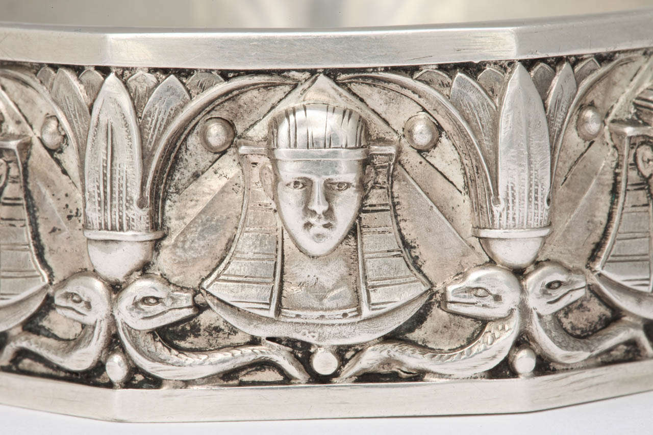 Sphinxes Galore on An Egyptian Revival Silver Bangle Bracelet 1