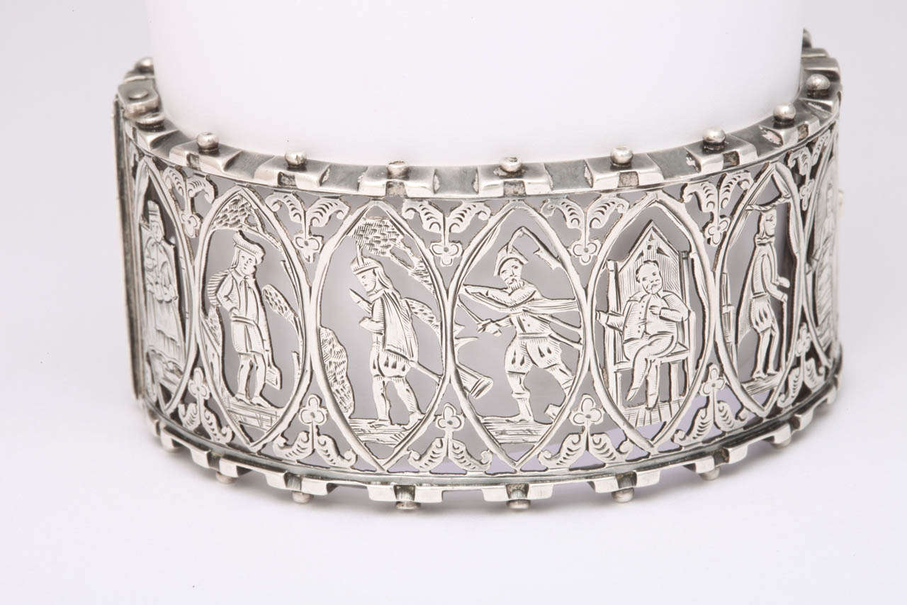 Women's Antique Victorian Sterling Silver Openwork Bracelet For Sale
