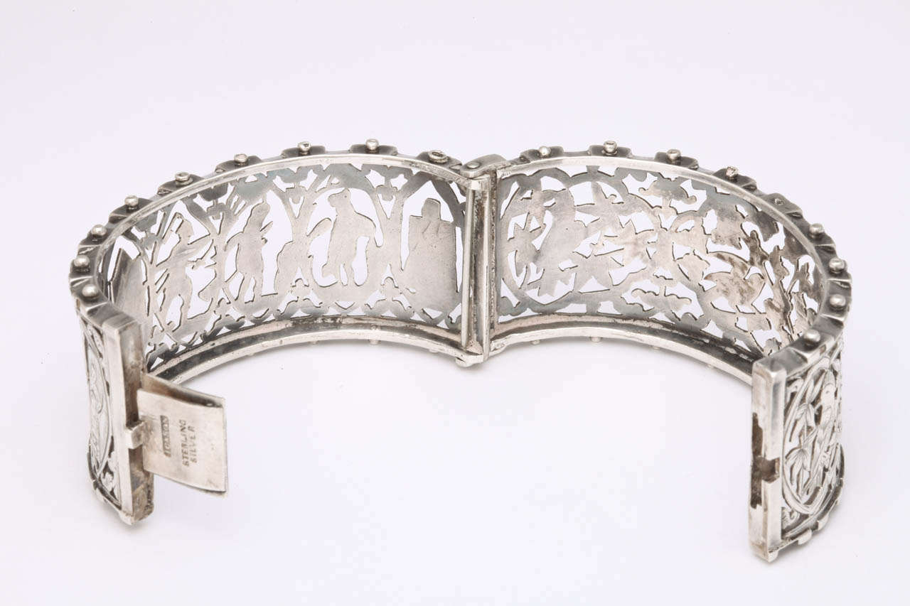 Antique Victorian Sterling Silver Openwork Bracelet For Sale 1
