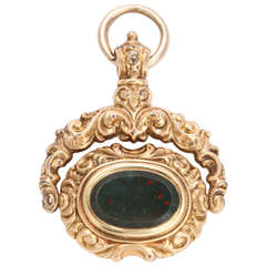 Antique The Dignity of a Victorian Bloodstone Swivel Fob