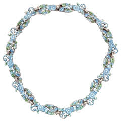 Ribbons of Flowers on a Margot Sky Blue Necklace
