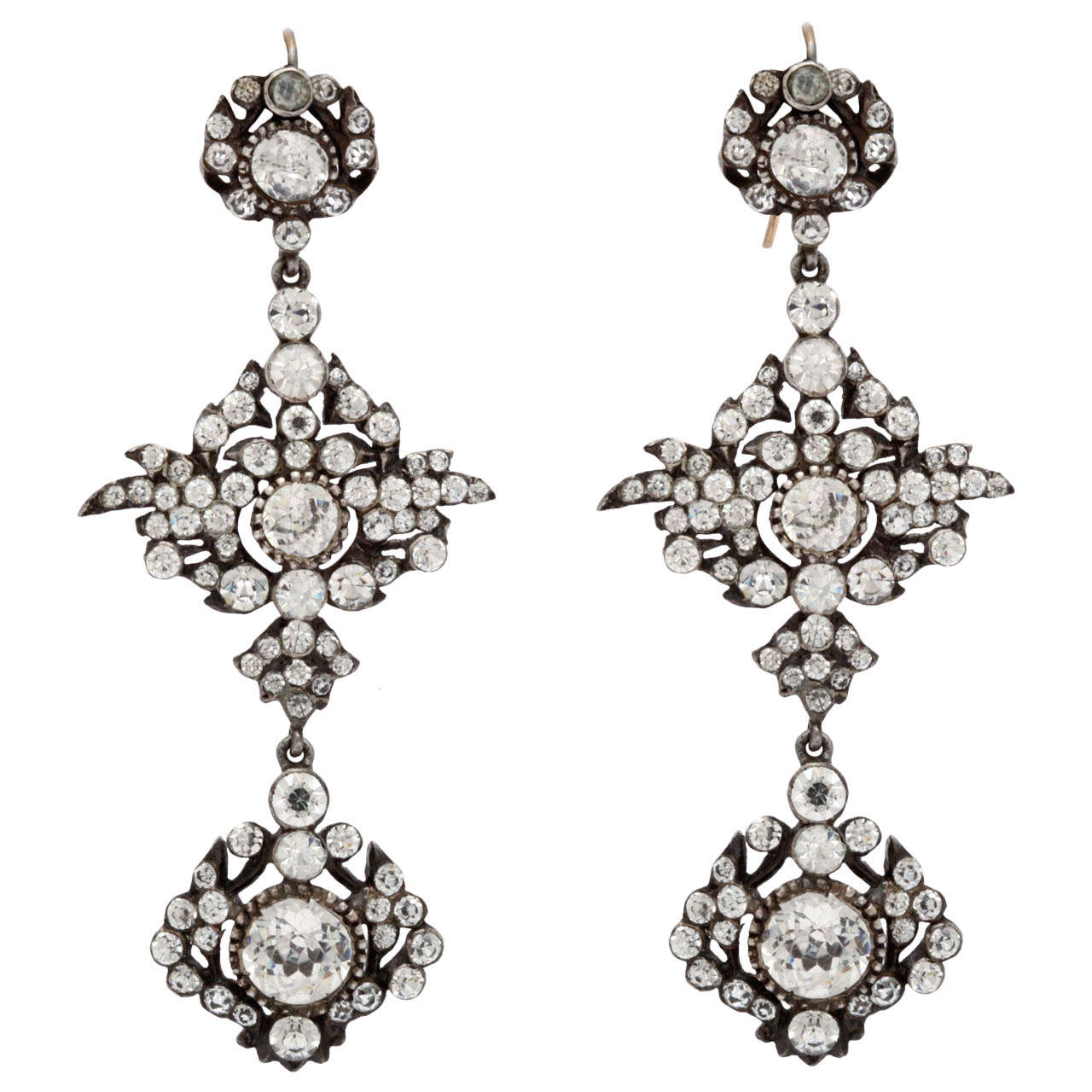 Magnificent Chandelier Earrings of Shining Paste For Sale at 1stdibs
