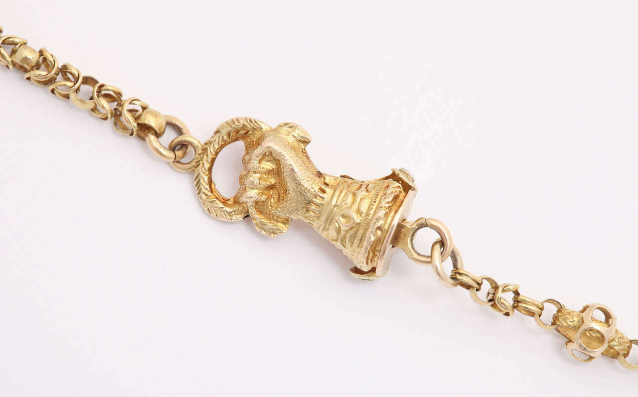 Jeweled Hand on a Victorian Chain of Varied Links at 1stdibs