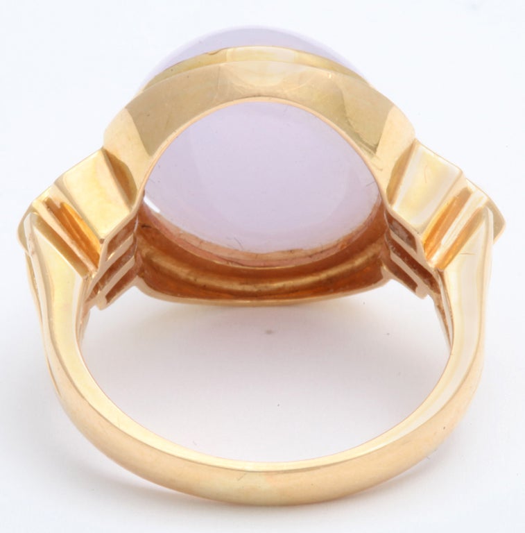Women's or Men's Lilac Jade and Diamond  GOLD Ring For Sale