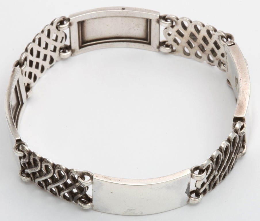 Georg Jensen Silver Alternating Link Bracelet For Sale 2