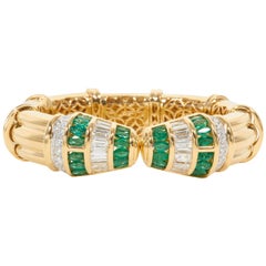 Green Emerald Diamond Gold Cuff