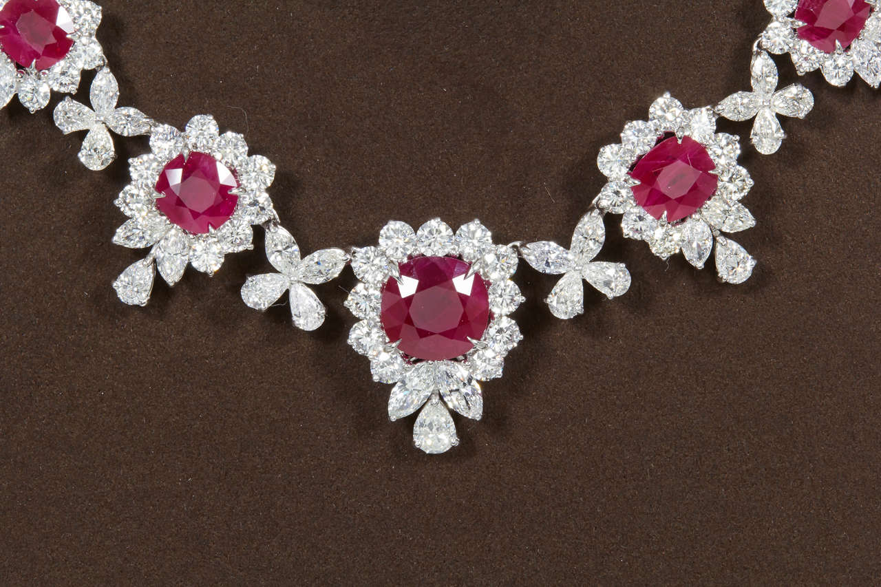 ruby cluster necklace
