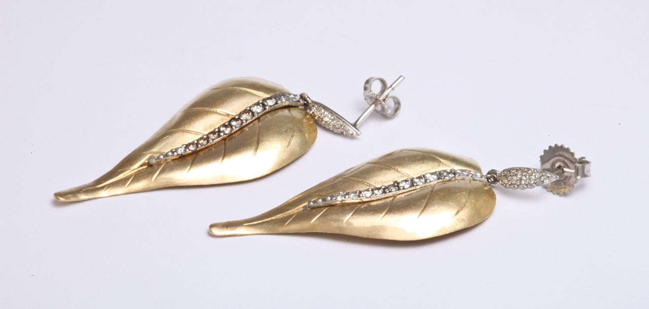 Women's Diamond Leaf Earrings For Sale