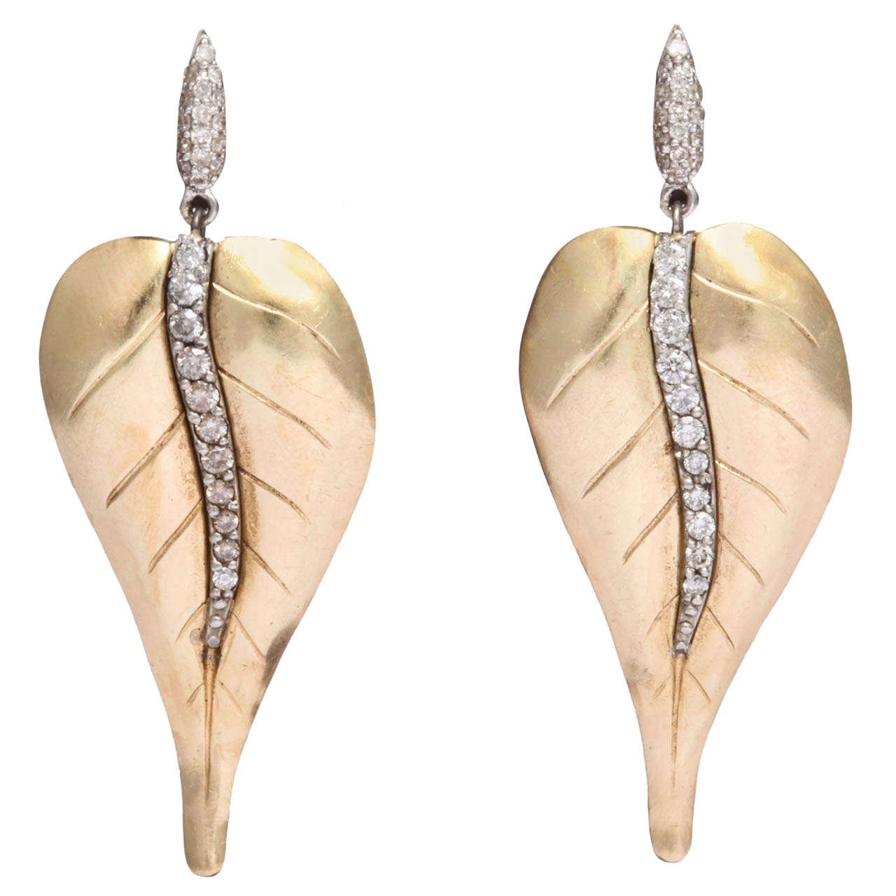 Diamond Leaf Earrings For Sale